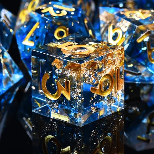 SIQUK 7 Stück Polyedrische Würfel Set 7 Polyedrische Würfel D4 D6 D8 D10 D12 D20 D% Spielwürfel für Dungeons and Dragons DND RPG MTG, Transluzentes Blau