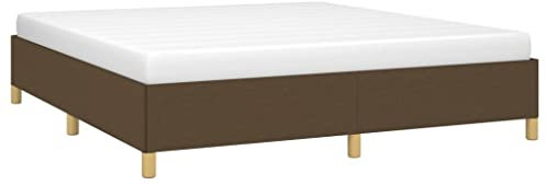 vidaXL Cadre de Lit, Lit Rembourré, Lit Double avec Sommier à Lattes, Lit Adulte de Chambre à Coucher, Moderne, Marron Foncé 180x200 cm Tissu