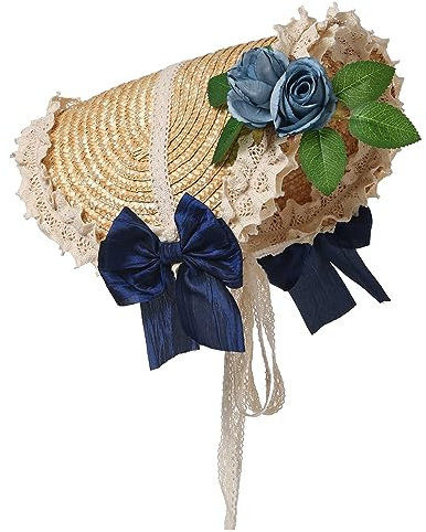 COSDREAMER Mädchen Damen Viktorianische Haube Teeparty Hüte Blumen Strohhut
