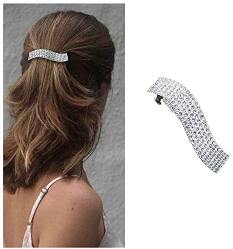Dervivea Kristall Strass Haarspange Barrette Große Geometrische Haarspange Französisch Pferdeschwanz Halter Haarspange Silber Quadratische Haarspangen Dekorative Haarschmuck Für Frauen Und Mädchen