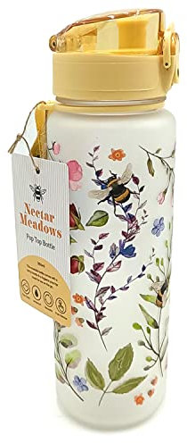Puckator BOT218 The Nectar Meadows Pop Top 600ml Shatterproof Reusable Bottle with Infuser