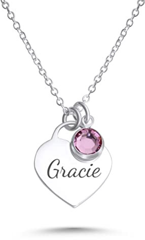 Sterling Silver Personalised Heart Name Necklace, Dainty Gift For Her, 925 Silver Pendant (925 Sterling Silver)