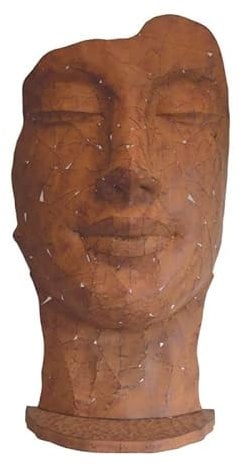 Jardinex Statue Visage métal mosaïque 108 cm - Brun