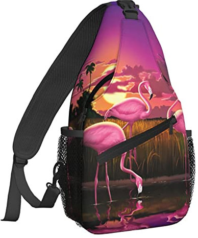 NiuKom Sling Bag for Women Crossbody Shoulder Bag Casual Daypack Backpacks Men Chest Bag Gym Cycling Travel Hiking, Rosa Flamingo 2, Einheitsgröße, Sling Rucksäcke