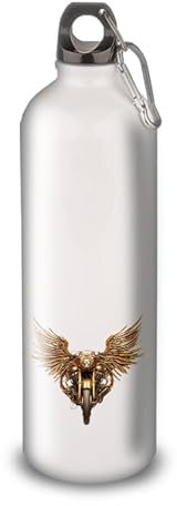 Borraccia in alluminio - acciaio inossidabile (thermos 24h) riutilizzabile da 330 ml a 750 ml, omaggio Harley Vintage ali (Aluminium, Moschettone L 750 ml)