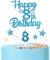 mciskin Happy 8th Birthday Candles Cake Toppers Set,8th Birthday Decorations for Boy,Blue Number 8 Candle for Cake,Blue Candle with Silver Star Cupcake Toppers for Girl Boy Birthday Party Decorations