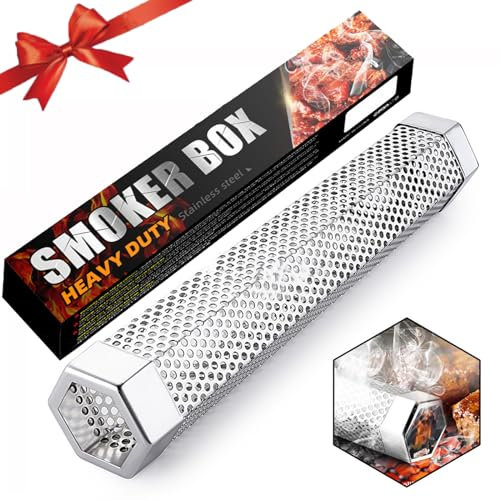 Joyeee Räucherröhre, 31cm Edelstahl Räucherröhre für BBQ, Räucherröhre für Gasgrill, Kohlegrill, Holzkohlegrills & Kugelgrill, für aromatischer Rauchgeschmack im Fleisch