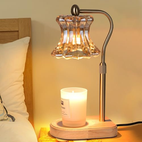 Noctiluxia Candle Warmer with Dimmer Kerzenwärmer Lampe, Elektrischer Duftlampe mit 2 Glühbirnen, Dimmbar & Timer & Höhenverstellbar Kerzenhalter, Geschenkartikel für Zuhause (Gold)