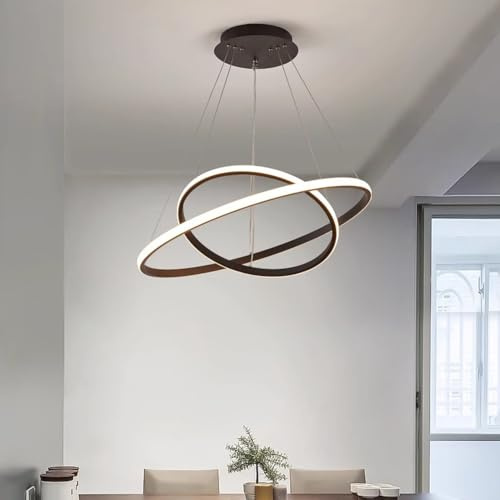 Pendelleuchte Moderne Esstisch LED Hängelampe Ring Pendellampe Restaurant Hängeleuchte Höhenverstellbar rund Deckenleuchte höhenverstellbar Esstisch Für Wohnzimmer Esszimmer Kronleuchte (schwarz)