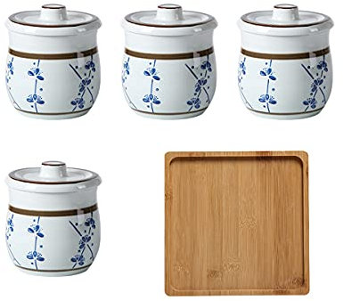 SMBAOFUL Juego de vajilla de Porcelana Pintada a Mano Elegantes bandejas y Platos de Postre con Tarro y Bandeja de Especias