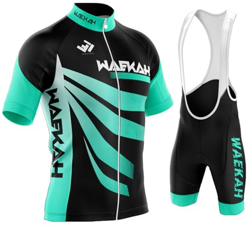 Maillot Cyclisme Homme Tenue,Été Jerseys VTT et Cuissard à Bretelle avec 9D Coussin Gel, Cycling Route Respirant Séchage Rapide VTT Courtes Respirant Vêtements (U3,3XL)
