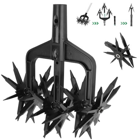 Fresadora Manual, Escarificador de Suelo de Jardín, Cultivador Giratorio Destripador de Césped de Jardín, Cultivador Giratorio de Escarificador Ventilado Resistente 2 en 1 para Arado de Suelo