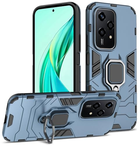 Btstring Cover per Honor 200 Lite, Grado Militare Custodia con Cavalletto in Metallo Rotante a 360°, Hard PC Back Cover e TPU Bumper Antiurto Case- blu