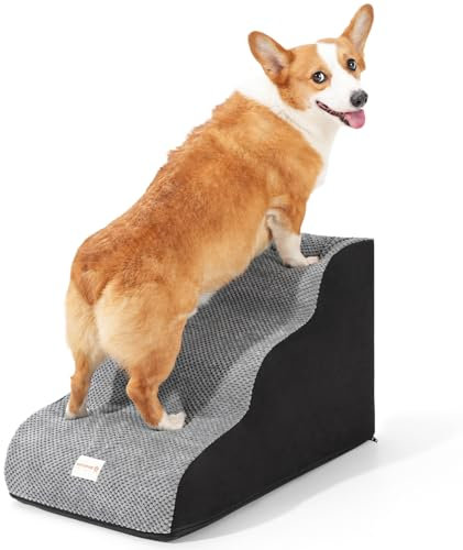 Escalera para perros de 40 cm para perros pequeños, impermeable, lavable, 3 peldaños, de espuma, antideslizante, para gatos lesionados, 40 cm