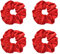 4 Stück Haargummi,Haargummis Scrunchies Satin,Weiche Elastische Haarbänder Pferdeschwanz,Haare Ringe aus Samt für Damen und Mädchen,Klassische Pferdeschwanzhalter Haarschmuck Groß für Haare (Rot)