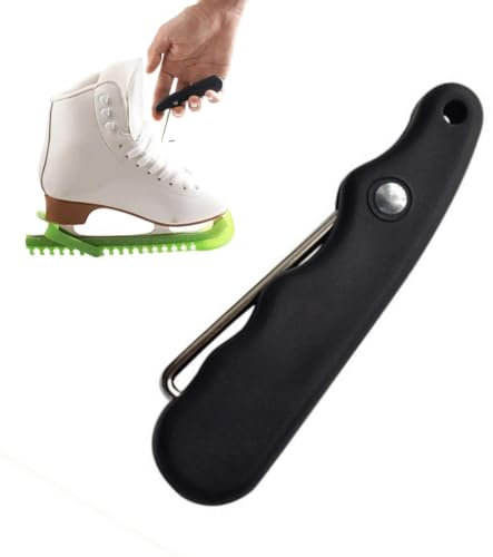 IKOPFLN Sportdraht Schnürspanner Falten Schlittschuhe Spitze Abzieher Edelstahl Hockey Eiskunstlauf Mühelos Schnürspanner Draht Falten für Eishockey Zubehör Schwarz