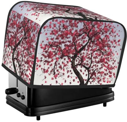 Japanische Kirschbaum-Toaster-Abdeckung, 2 Scheiben, Küchen-Abdeckungen für kleine Geräte mit Taschen, Toaster-Staubschutz mit Tragegriff oben, waschbar, Universal-Brotbackmaschinen-Abdeckung für