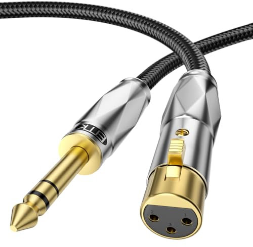 EMK Cavo bilanciato da 6,35 mm a XLR, da maschio a femmina XLR a 1/4, cavo XLR a 6,35 mm, cavo da 1/4 a XLR per console di mixaggio, microfono, chitarra, amplificatore, altoparlanti (3 metri)
