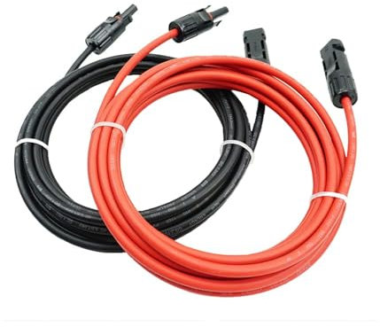 Solar Panel Extension Cable -1M/2M/3M/5M/10M/20M/30M 10AWG(6mm²/4mm²),Harness Wiring Wire Adapter with Connector,Tinned Copper Electrical Wire Cable- Red+Black (4mm²2M)