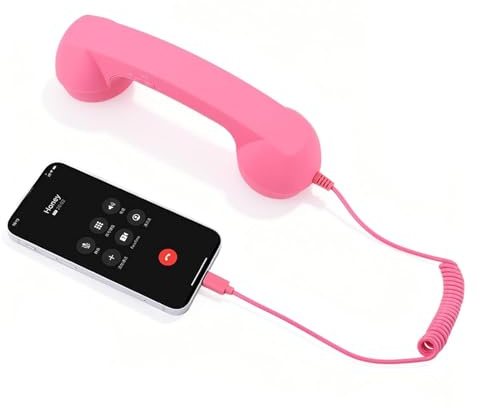 3,5-mm-Telefonhörer, Vintage-Handy-Empfänger, Mikrofon, Mikrofon-Lautsprecher, mit 3,5-mm-auf-USB-C-Adapter, Retro-Handapparat für Mobiltelefone (Rosa)