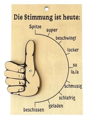 Lustiges Stimmungsbarometer, hölzernes Stimmungsbarometer, emotionale Interaktion, Ornament, humorvoll, barometrisch, zum Ausdruck der Stimmung