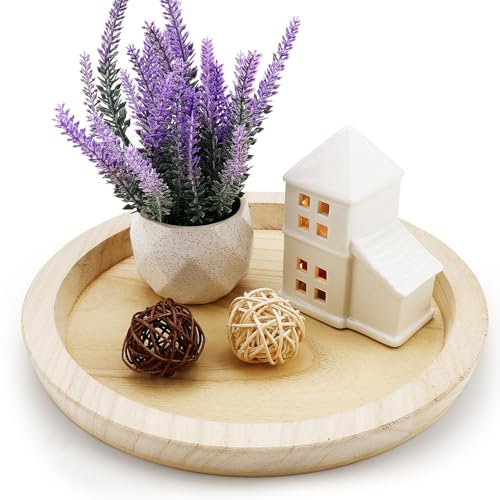 Candle Tray Candle Plate, Wooden Candle Holder Farmhouse Coffee Table Centrepiece Decorative Tray for Home Decor Table Decorations (Light Wood)