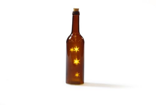 Baden 1166977 - Botella de cristal con estrellas LED, color marrón