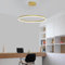 Mikeru Pendelleuchte Ring Gold, 40cm LED Dimmbare Hängeleuchte Modern Esszimmer 10% Bis 100% LED Pendelleuchten Höhenverstellbar mit Speicherfunktion 3000k/4500k/6500k für Wohnzimmer, Küche