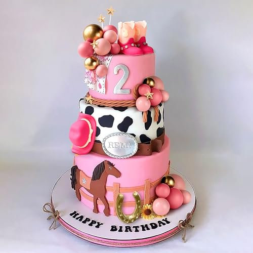 JeVenis Cowboy Cake Topper Cowboy Western Cake Decorations Cowgirl Hat Birthday Cake Topper Cowgirl Boots Cow Balls Cake Toppers