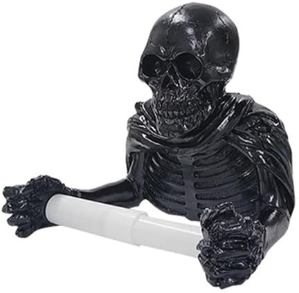 Totenkopf Skelett Toilettenpapier Handtuchhalter Wandhalterung Toilettenpapierrolle Papierhandtuch Regal Aufbewahrungshalter Retro Halloween Harz for Badezimmer Küche Dekoration Geisterfest(A)
