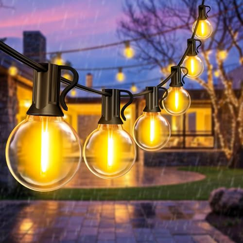 JEKEMORYE Outdoor String Lights Mains Powered - 150FT 45M G40 Garden Festoon Lights with Shatterproof LED Bulbs Waterproof for Outside Patio Gazebo Pergola