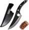 Fubinaty Chef's Knife Handmade Forged Kitchen Knives 6'' High Carbon Steel Full Tang Cooking Knife with Leather Sheath and Black Wooden Handle