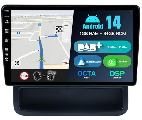 BXLIYER - Eingebaut DAB - Android 14 IPS Autoradio für Renault Trafic 2 /Opel Vivaro/Nissan Primastar (2006-2014) Radio Navi - Carplay Android Auto - 4G+64G - Kamera MIC - 9 Zoll - Lenkradsteuerung