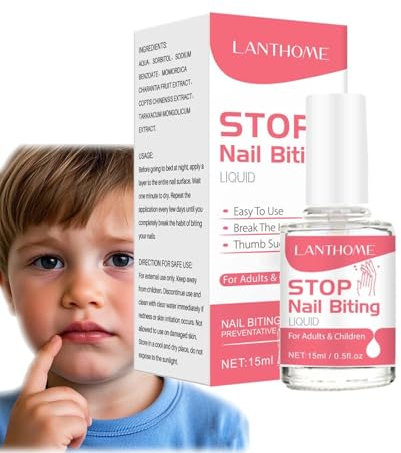 Anti Nail Biting Polish, Nail Biting Prevention for Adults and Children,Quick Drying Stop Nail Biting, Clear Anti Nail Biting Nail Polish Nail Care Bitter Taste Safe Natural Plant Extract