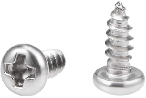 TA-VIGOR 50Pcs Self Tapping Screws, M3 Phillips Pan Head Screw, 8mm Round Head Tapping Screws, 316 Stainless Steel Machine Wood Fasteners Bolts for Wood, Drywall, Furniture, Repairing