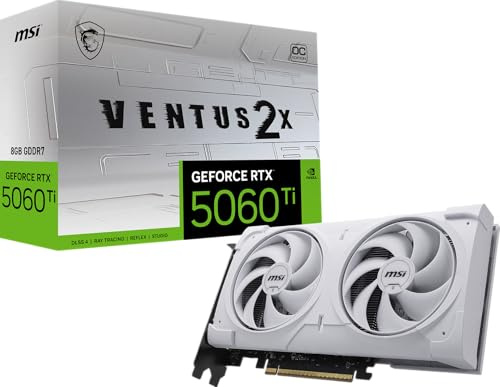 MSI Gaming RTX 5060 Ti 8G Ventus 2X OC White Graphics Card (8GB GDDR7, TBA-bit, Extreme Performance: TBA MHz, DisplayPort x3 2.1a, HDMI 2.1b, NVIDIA Blackwell Architecture)