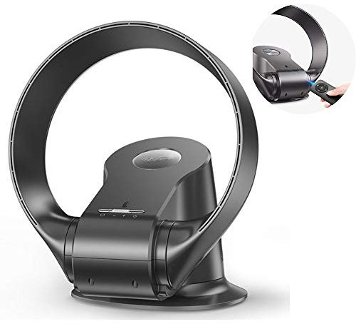 SaryEdge Ventilateur Mural électrique Silencieux sans pales avec télécommande et minuterie, Ventilateur Mural Multifonction à tête vibrante, ventila(avec écran Noir