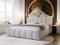 GRAINGOLD Cloud Bett 200x200, Polsterbett mit Bettkasten, Polsterbett mit Stauraum, Bouclé-Stoff, mit Lattenrost, mit Kopfteil, ohne Matratze (Hellgrau, 200x200)
