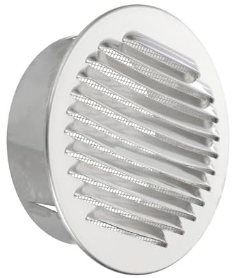PATIKIL 5 Inch Aluminum Universal Louvered Vent Cover Round Louver Grille Ducting Air Vent Cover Wire Screen Mesh Soffit Wall Outlet for Ceiling Floor HVAC Ventilation