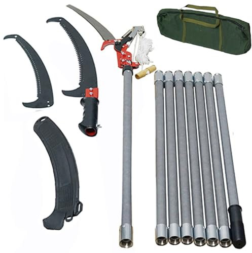 Gr8 Garden Manual 2in1 Pole Saw 7.3-27FT Extendable Pruning Tree Pruner Scissors Extending Long Handle Adjustable Length Fiberglass Aluminium Garden Cutter Tool