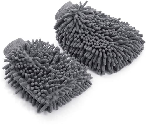 ZEXOWIJ 2 Piezas Guante Lavado Coche Microfibra Extra Suave, Manopla Limpieza para Coche y Moto, Kit Limpieza Coches, Limpieza Sin Arañazos, Paño Microfibra Absorbente