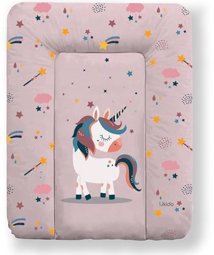 Kikido Materassino Fasciatoio 70x50 - Unicorno - Cuscino Fasciatoio Lavabile per Cambio Pannolino - Materasso Fasciatoio Neonato per Cassettiera Impermeabile 50x70 - Universale