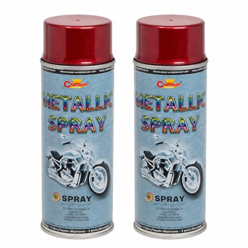 2 x 400 mL Red Metallic Acrylic Spray Paint - Shimmer Finish with Deep Colour Effect for Alloy Wheels, Hub Caps, Car Body Parts, Motorbike, Bicycle Components - for Metal, Aluminium, Wood, DIY