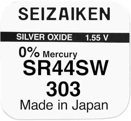 Seizaiken 303 SR44SW Uhrenbatterie - 1 Stück – Silberoxid 1,55V Knopfzelle – Seiko Original – kompatibel mit SR44 303 SR44SW - für Armbanduhren & kleine Elektronik