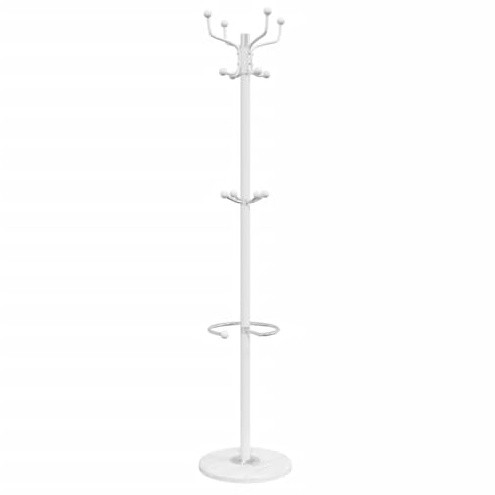 HKLGBVCR Porte-manteau Fer Blanc 12 Patères avec Porte-parapluie