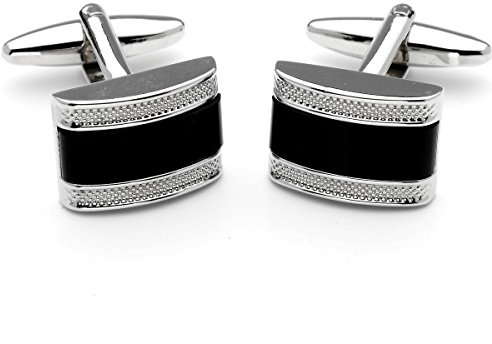 LINDENMANN Manschettenknöpfe, 10122, silberfarben/im Etui Onyx,