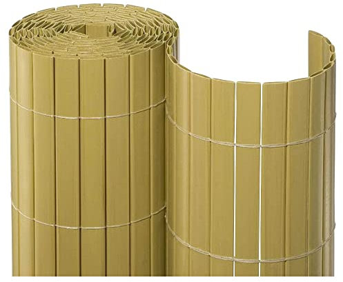 NOOR Sichtschutzmatte PVC 2,00 x 10m Bambus I Wasserdichter Sichtschutz aus Kunststoff für Gärten I UV-beständige Zaunmatte für Tennisplätze und Balkone
