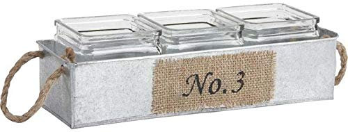 AUBRY GASPARD Jardinière en Zinc avec Pots en Verre 34,5 cm