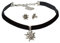 Alpenflüstern Trachtenschmuck-Set Trachten-Samt-Kropfband und Ohrstecker Strass-Edelweiß - Damen-Trachten-Schmuck, Trachtenset Trachtenkette und Trachten-Ohrringe schwarz SET016