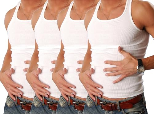 Cocain underwear 4 Herren Unterhemden, Achselhemd, 100% Baumwolle, weiß, FEINRIPP Gr.7/XL Kochfest, Trocknergeeignet herrenunterwäsche Axel Shirt schirt trägershirt Tank Shirt ärmellose t Shirts